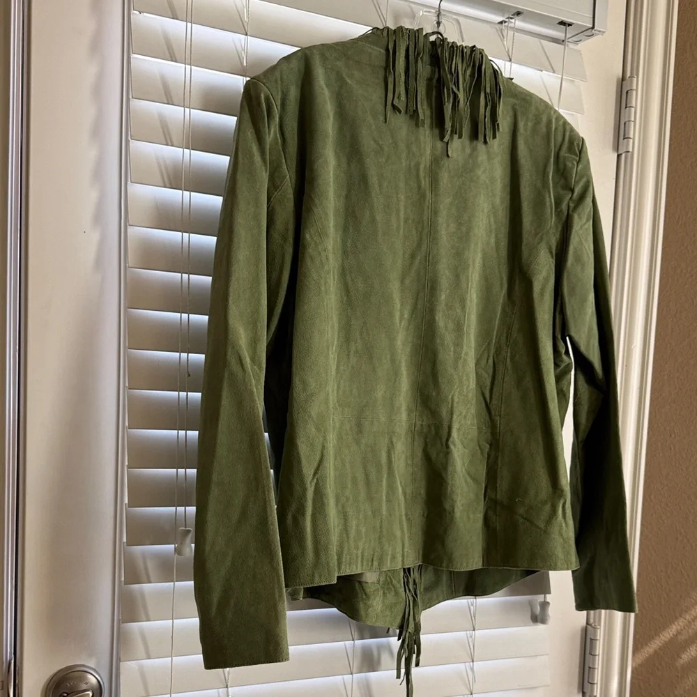 Dialogue Olive Green Fringe Blazer - Picture 13 of 13